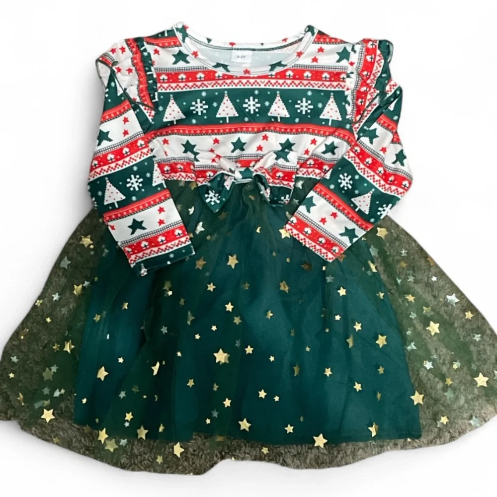 ๐ New Red & Green Holiday Handmade Outfit for Girls (Size 2-3 Years) ๐ - Picture 7 of 8